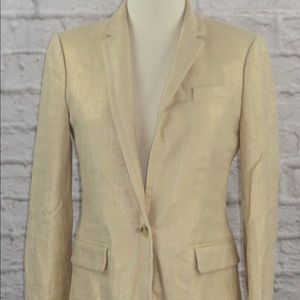 J Crew cotton linen jacket/ blazer gold color size 2